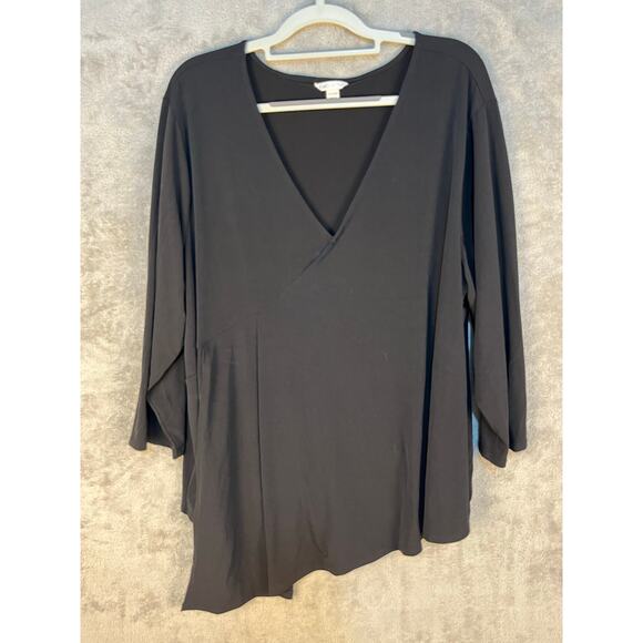 Cato Blouse Size 22/24W Black Liquid Knit Layered 3/4 Sleeve Whimsigoth - Picture 1 of 7